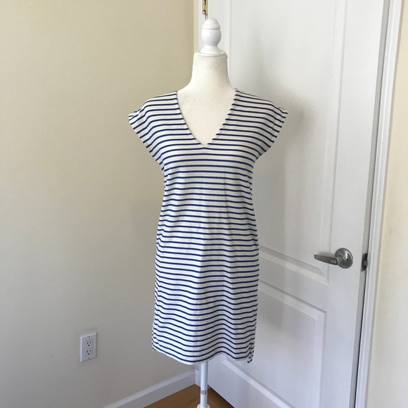Madewell Vacances Striped Blue Shift Dress - Picture 4 of 8